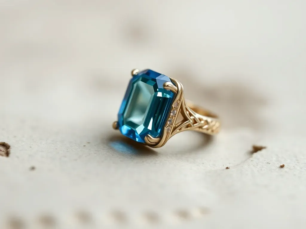 Pierścionek zaręczynowy z niebieskim oczkiem